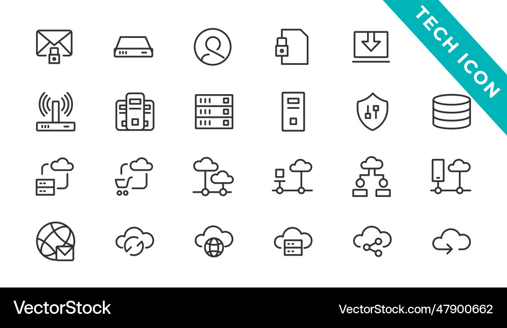 Information technology web icon set in line style Information technology web icon set in line style Vector Image