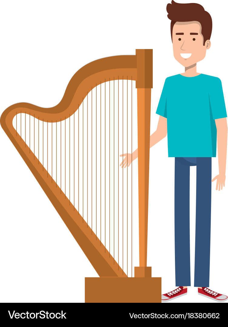 Man playing harp character Vector Image