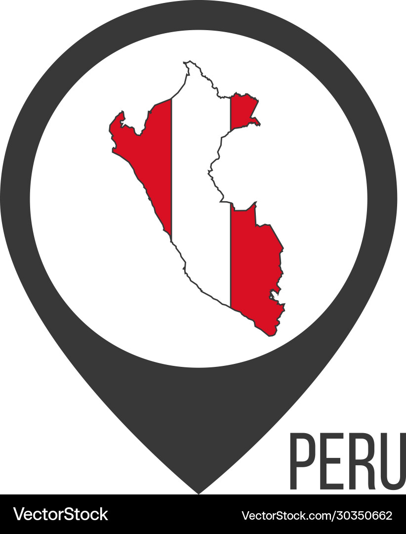 Map pointers with contry peru flag stock Map pointers with contry peru flag stock vector image