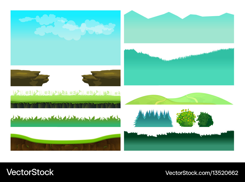 Platformer game assetsset of elements Platformer game assetsset of elements vector image