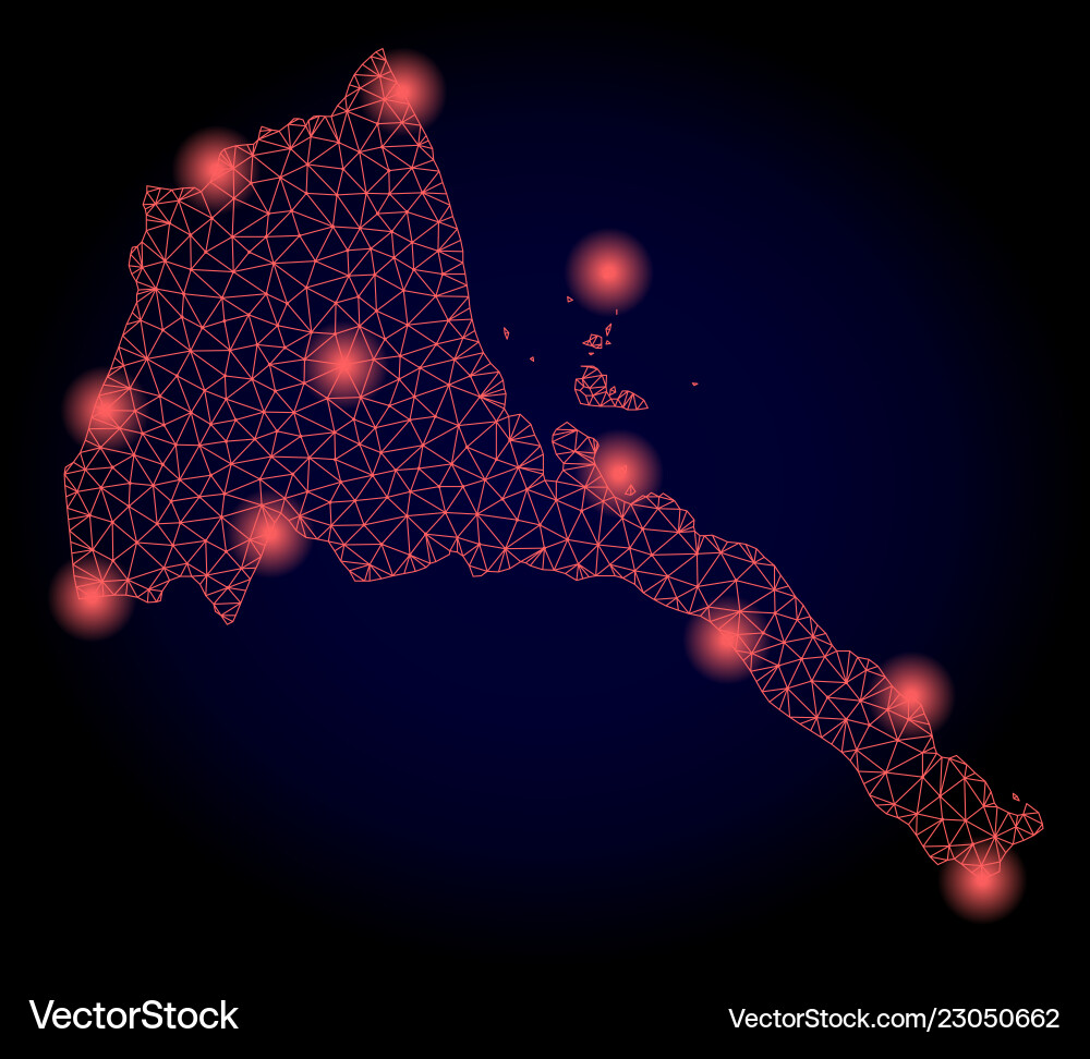 Polygonale Netznetzkarte von eritrea mit rot Polygonale Netznetzkarte von eritrea mit rot vektorbild