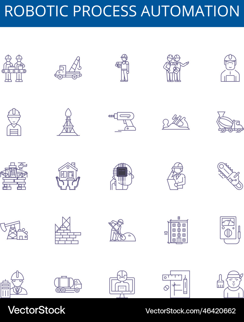 Robotic process automation line icons signs set Robotic process automation line icons signs set vector image