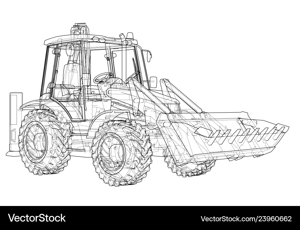 Sketch of loading shovel with back actor vector image