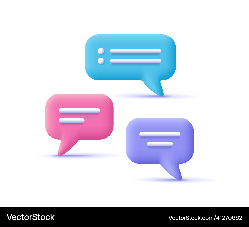 Speech bubbles for text 3d icon chat message vector image