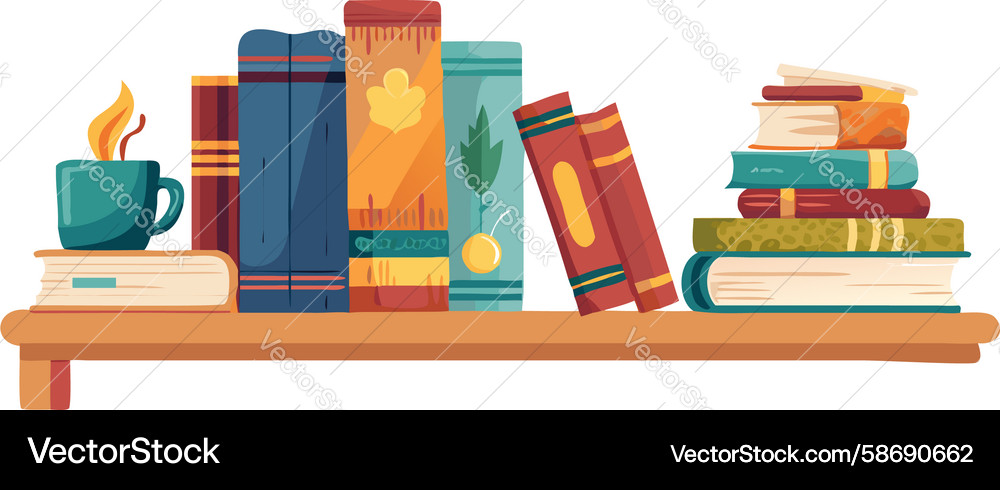 Stack of books on a shelf knowledge and learning Vector Image