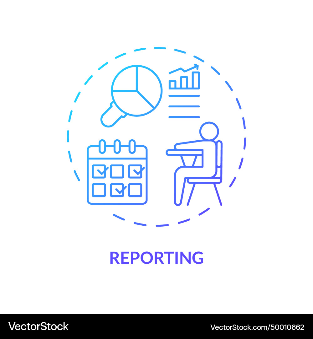 Thin line simple gradient reporting icon concept Thin line simple gradient reporting icon concept Vector Image