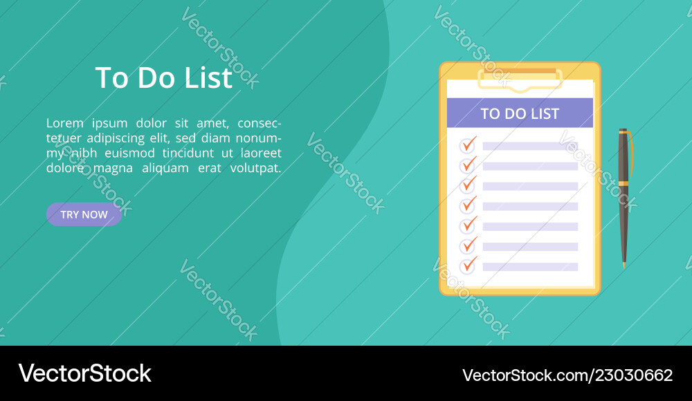 Todo list on clipboard with pen green web template Todo list on clipboard with pen green web template vector image