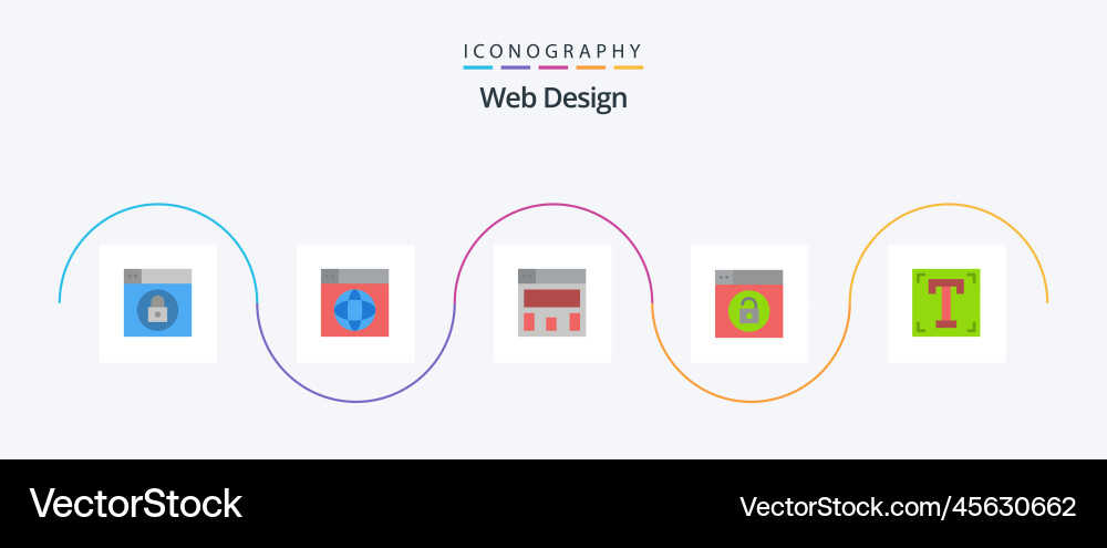 Web design flat 5 icon pack including program Vector Image