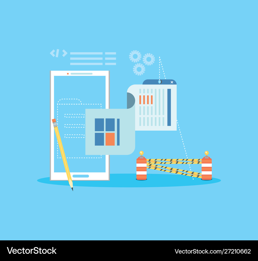 Website under construction with desktop computer vector image