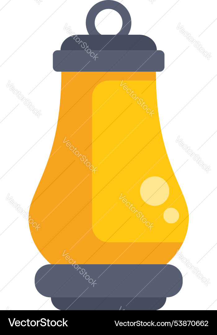 Yellow lantern shining with warm light flat icon Yellow lantern shining with warm light flat icon vector image