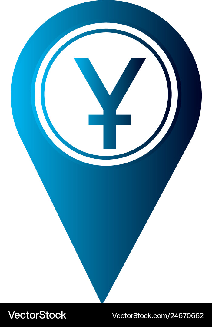 Yuan coin currency money pointer location vector image