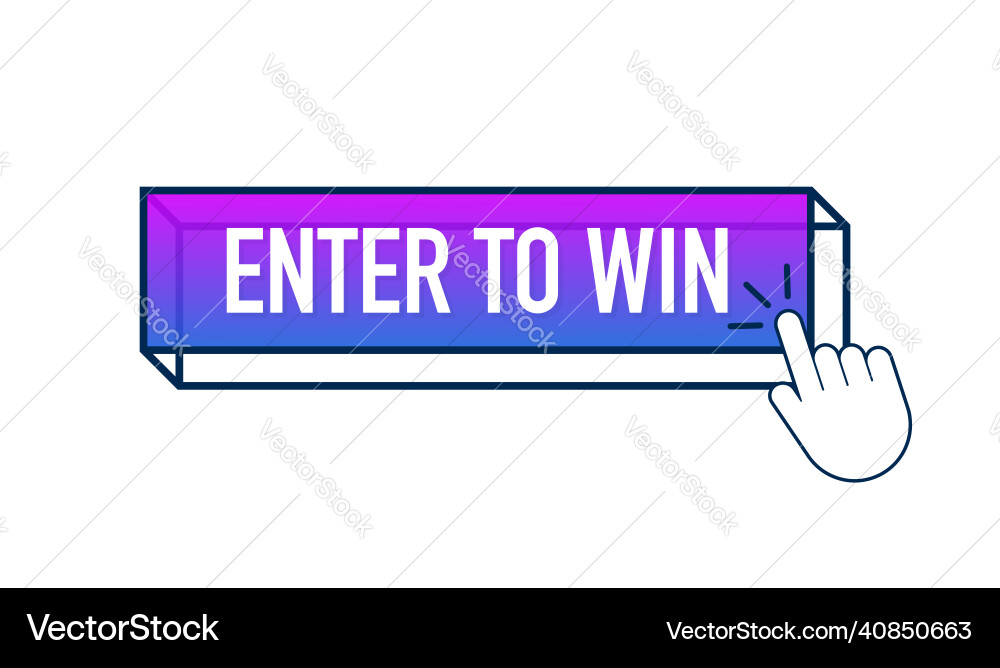 3d enter to win button for web background design vector image