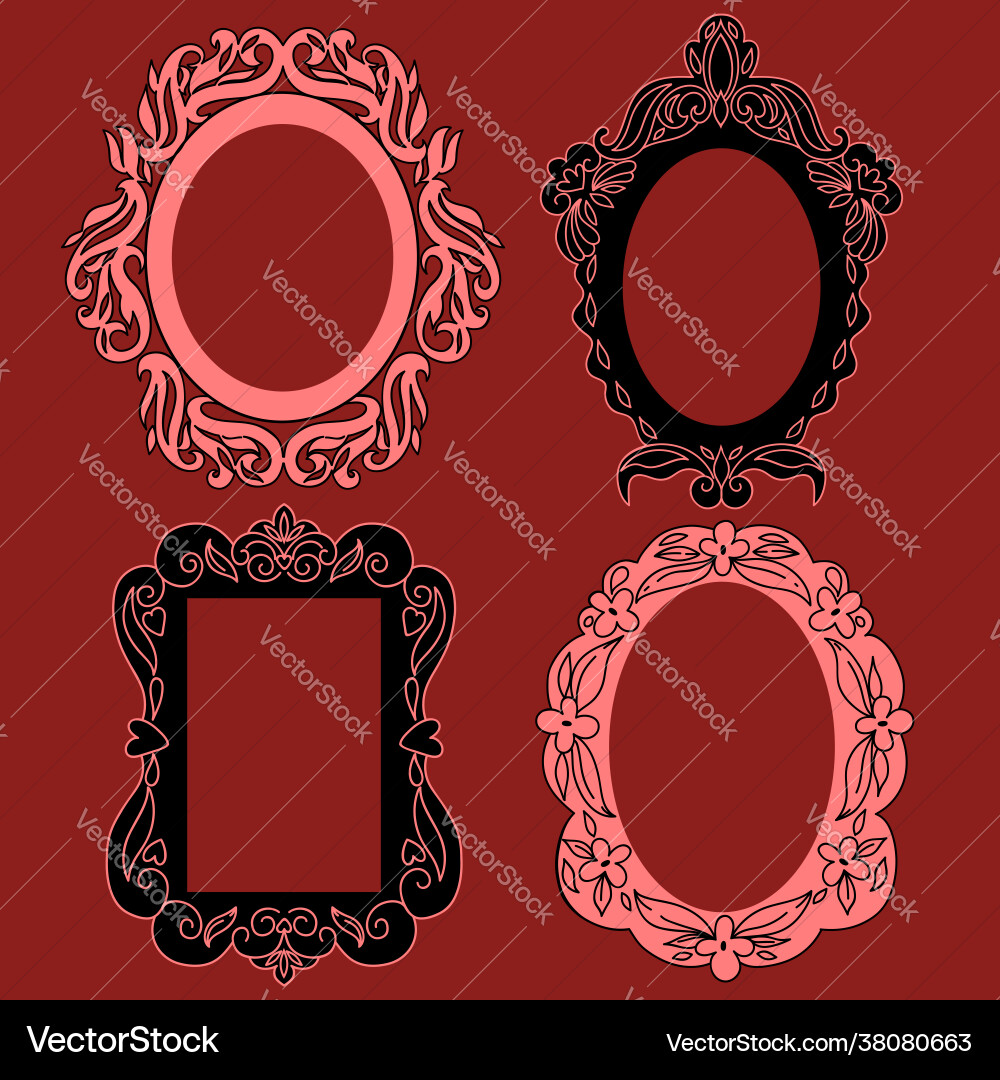 A set decorative frames different shapes A set decorative frames different shapes Vector Image