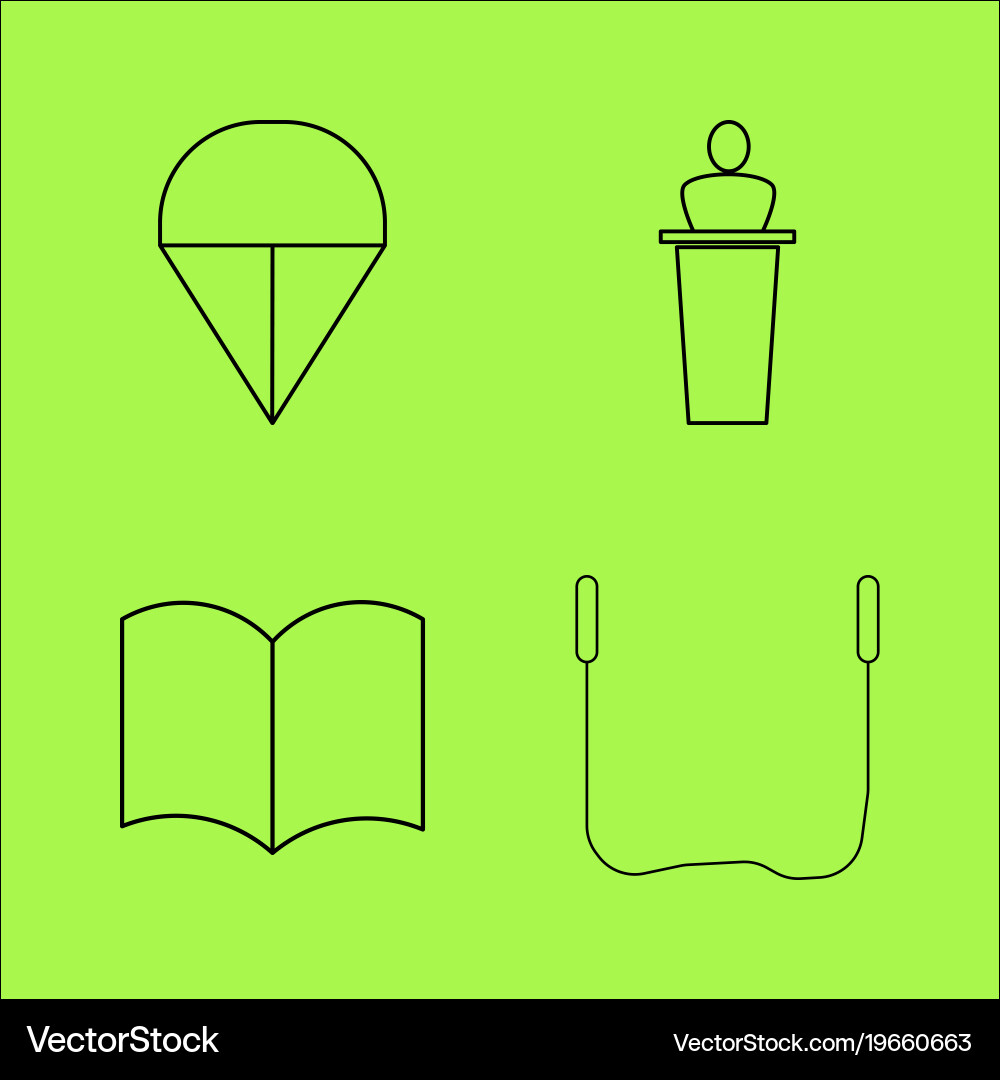 Basic content simple linear outline icon set vector image