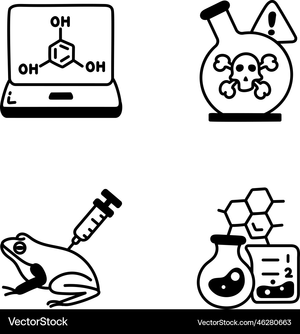 Bundle of sketchy lab experiment icons vector image
