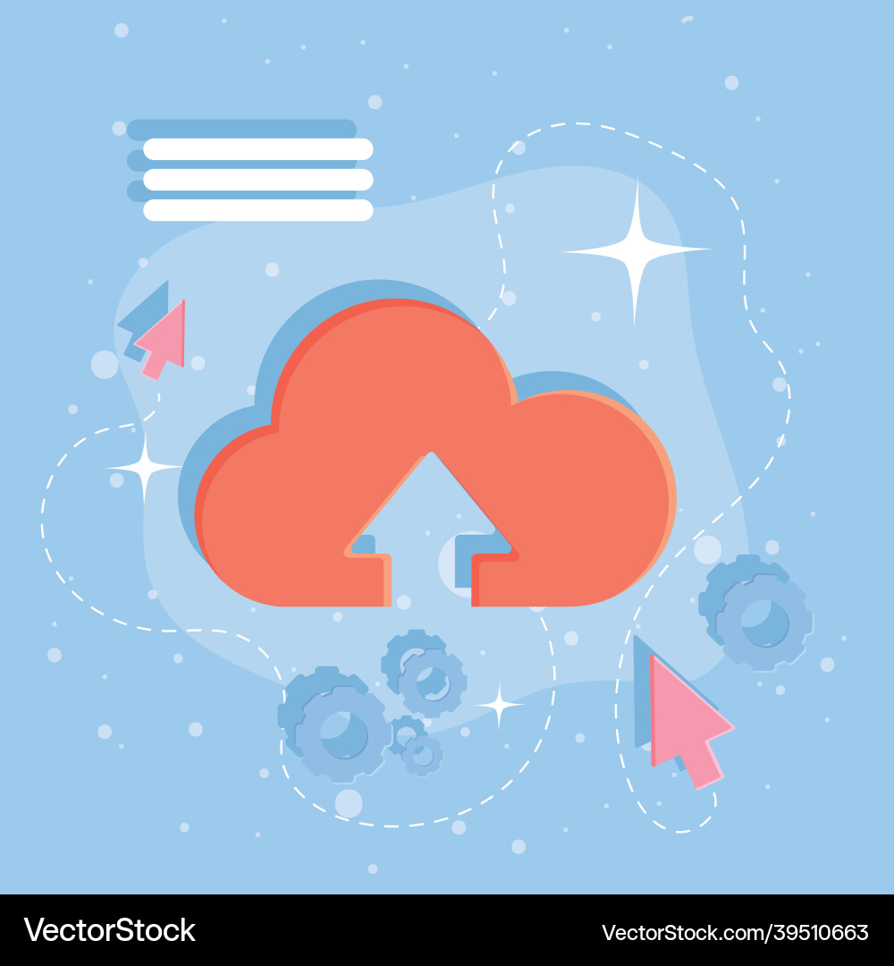 Cloud computing with cursor vector image