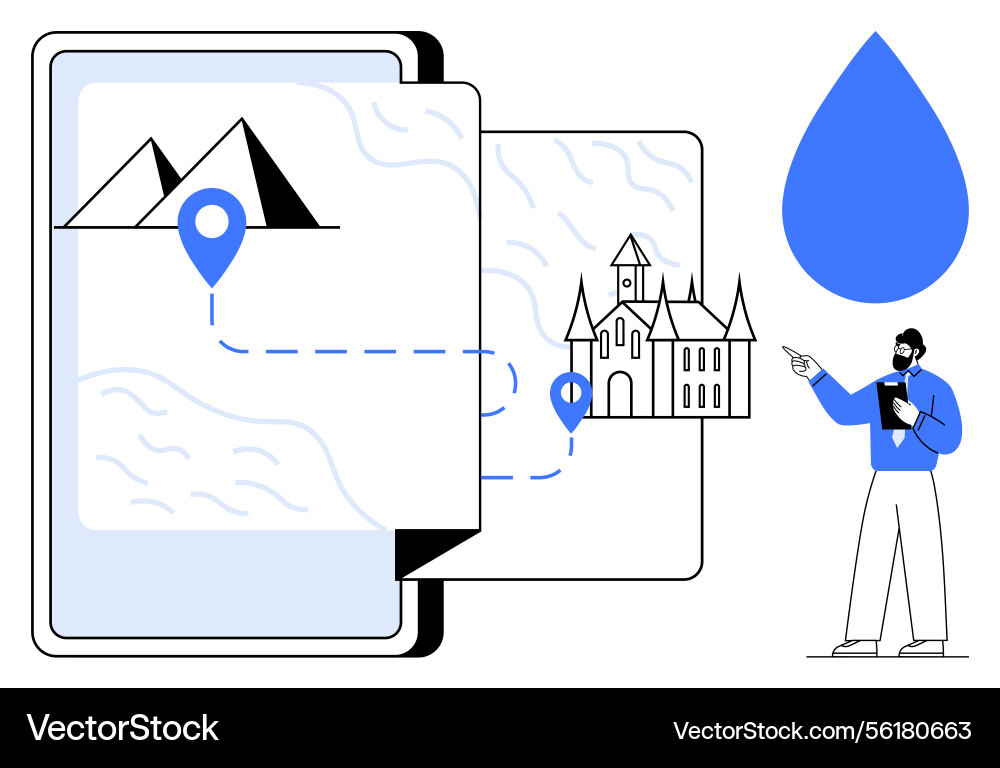 Digital map navigation connecting mountain vector image
