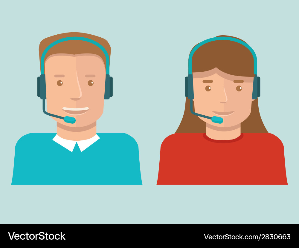 Flat call center operators vector image