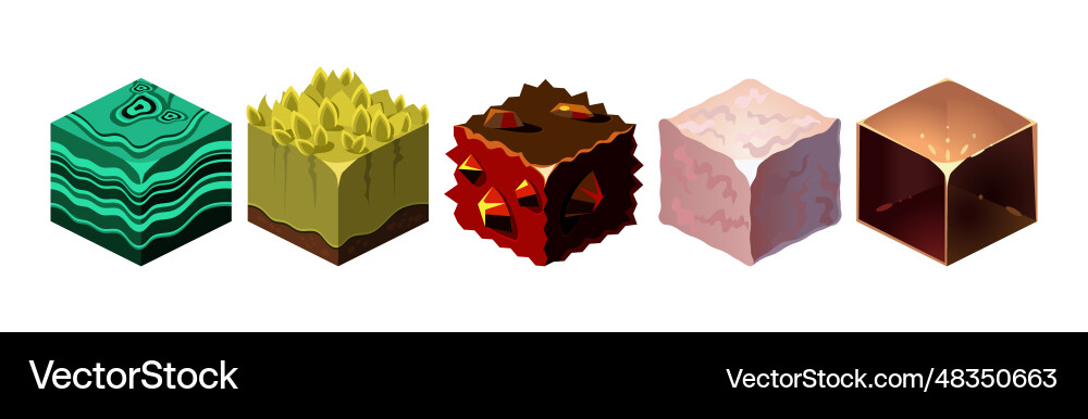 Game blocks and cubes of different material Game blocks and cubes of different material vector image