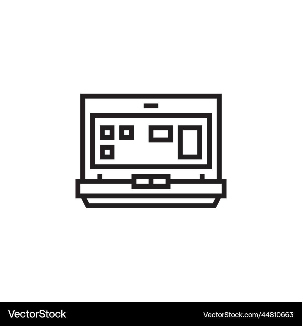 Laptop icon computer component outline style vector image