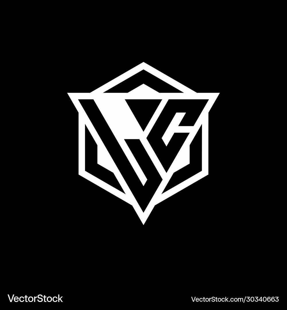 Lc logo monogram with triangle and hexagon shape vector image