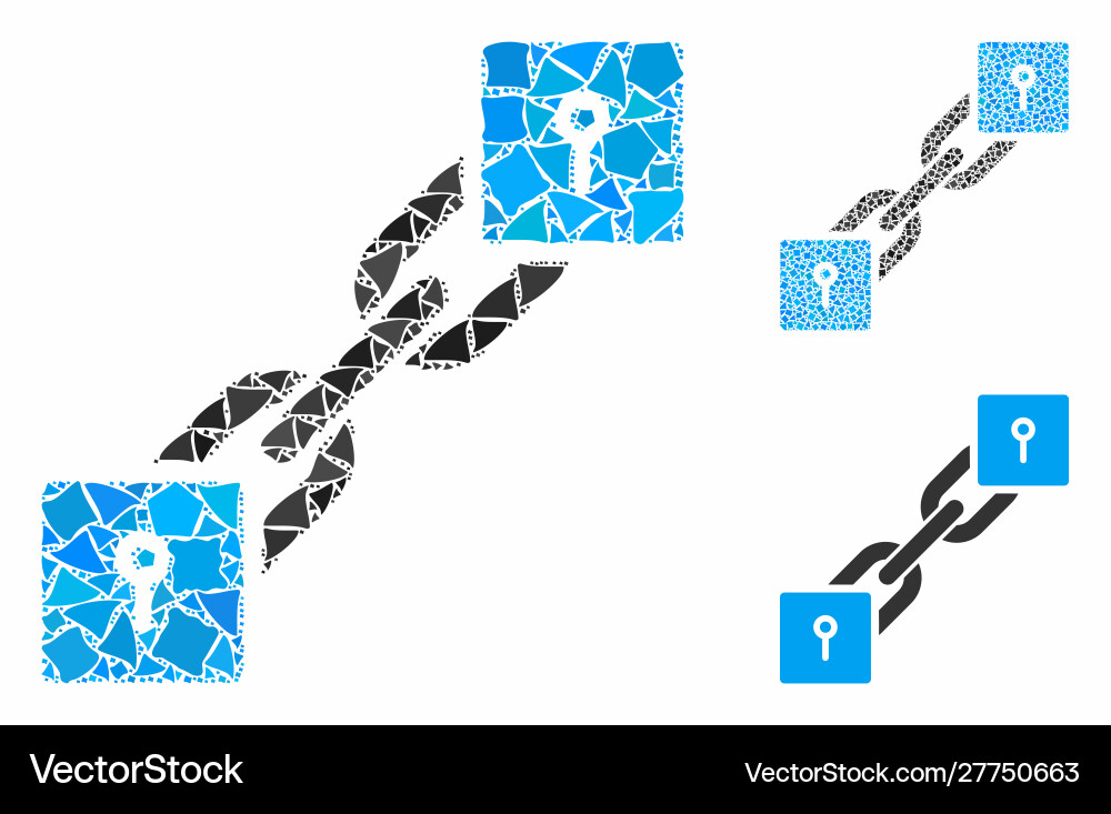 Locker blockchain mosaic icon unequal elements vector image