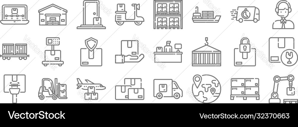 Logistic and delivery line icons linear set Logistic and delivery line icons linear set vector image