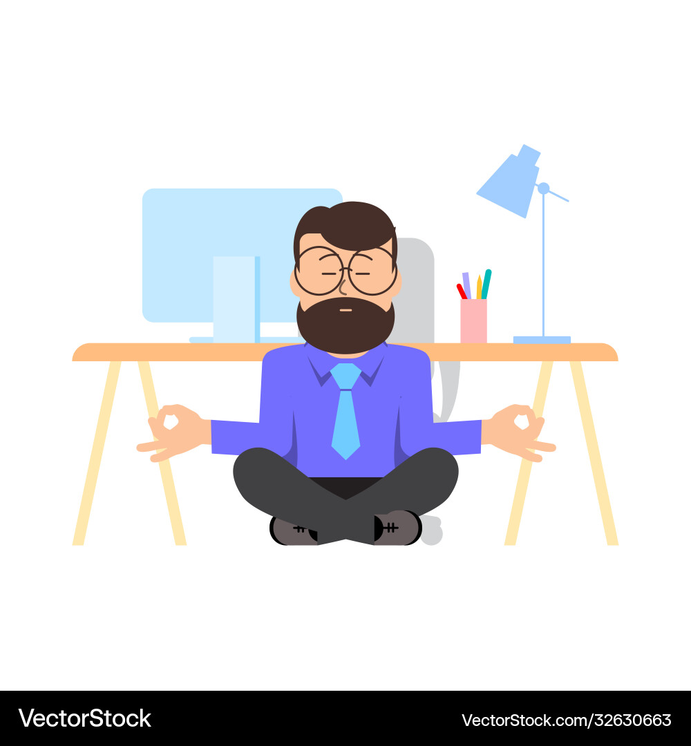 Man is meditating sitting Man is meditating sitting vector image