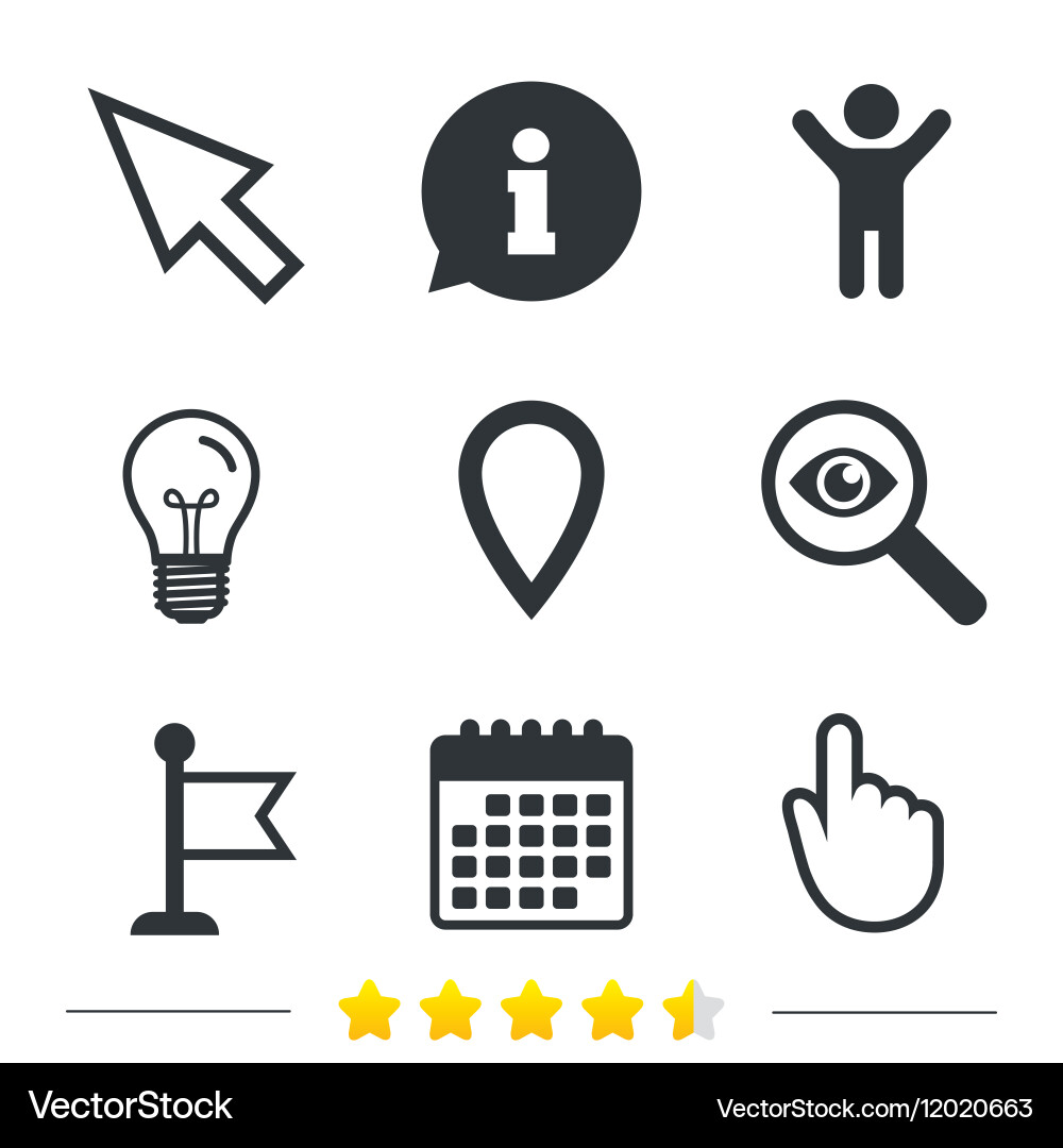 Mouse cursor icon hand or flag pointer symbols vector image