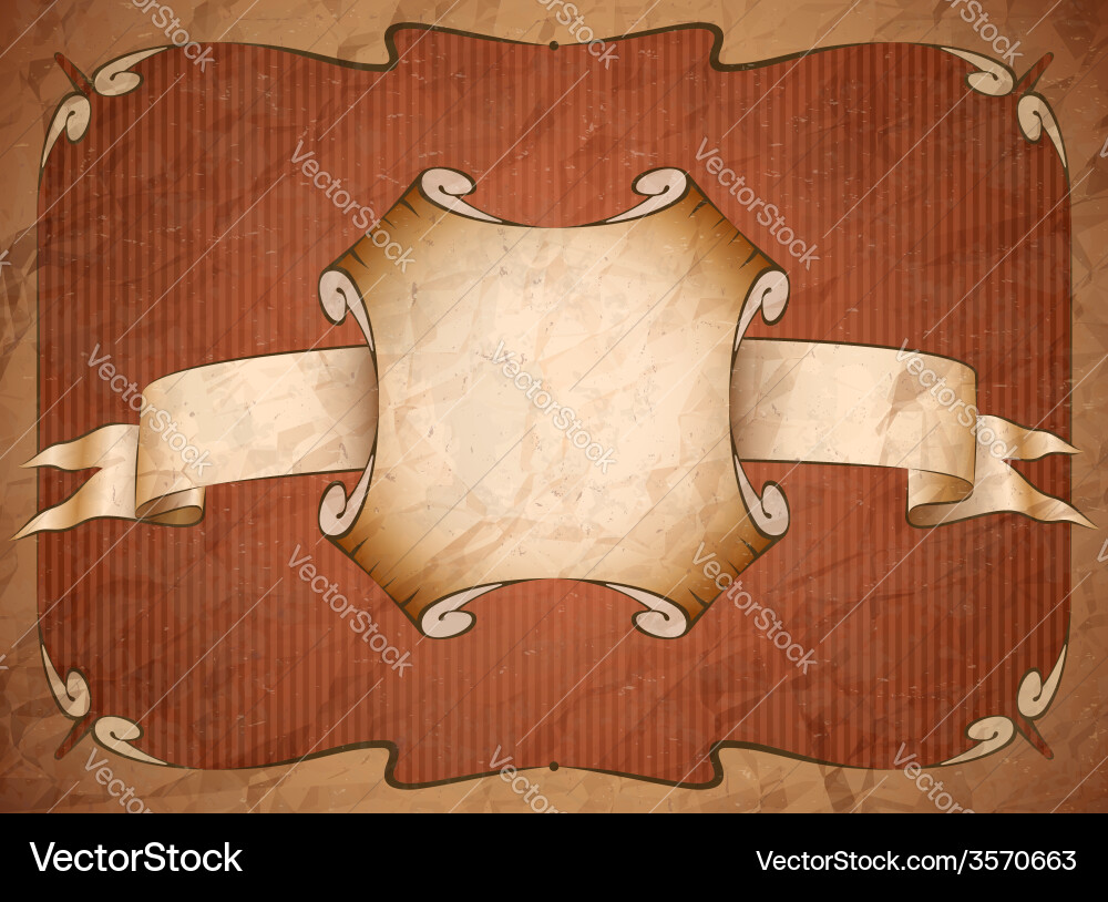 Old crumpled frame with scroll Vector Image