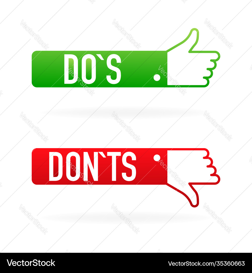 Prüfzeichen ui Knopf mit Dosen und Donts flach Prüfzeichen ui Knopf mit Dosen und Donts flach vektorbild