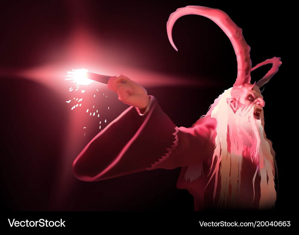 Red satan holding a burning torch vector image