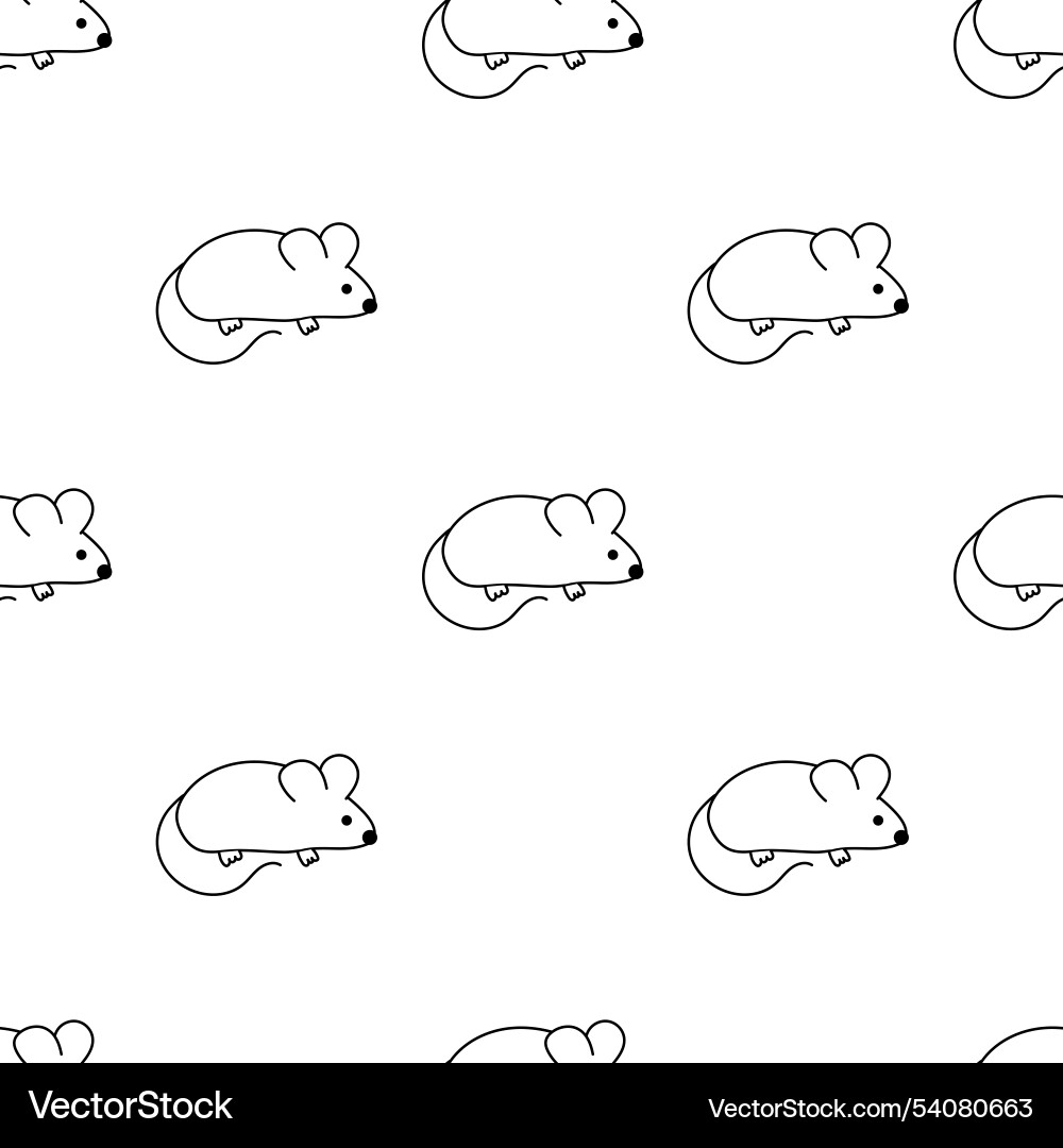 Seamless pattern with mouse outline line art Vector Image