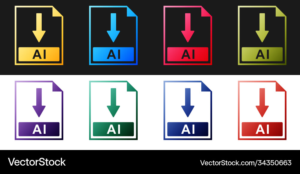 Set ai file document icon download button Set ai file document icon download button vector image