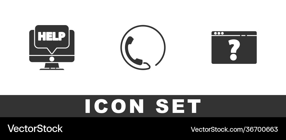 Set computer monitor and help telephone 24 hours Set computer monitor and help telephone 24 hours vector image