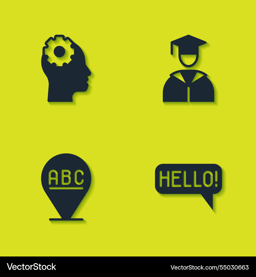 Set head with gear inside hello different Set head with gear inside hello different Vector Image