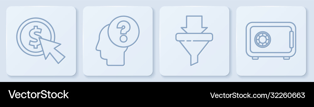 Set line cursor and coin sales funnel with arrows Set line cursor and coin sales funnel with arrows vector image
