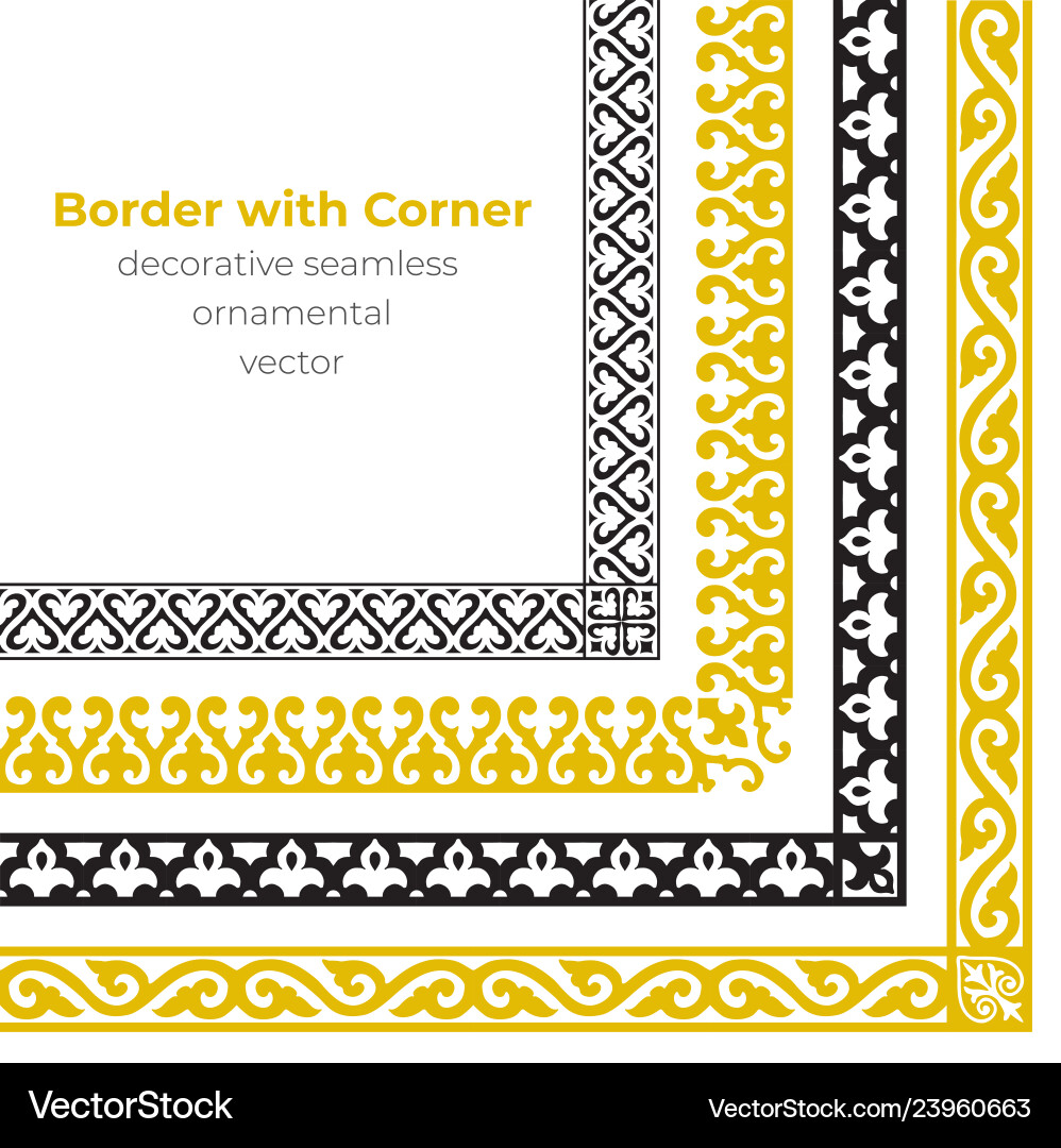 Set of decorative seamless ornamental border Vector Image