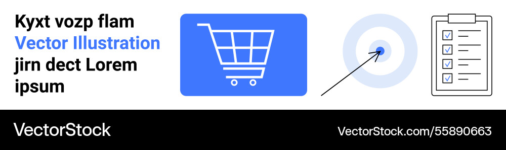 Shopping cart target with arrow and checklist Shopping cart target with arrow and checklist vector image