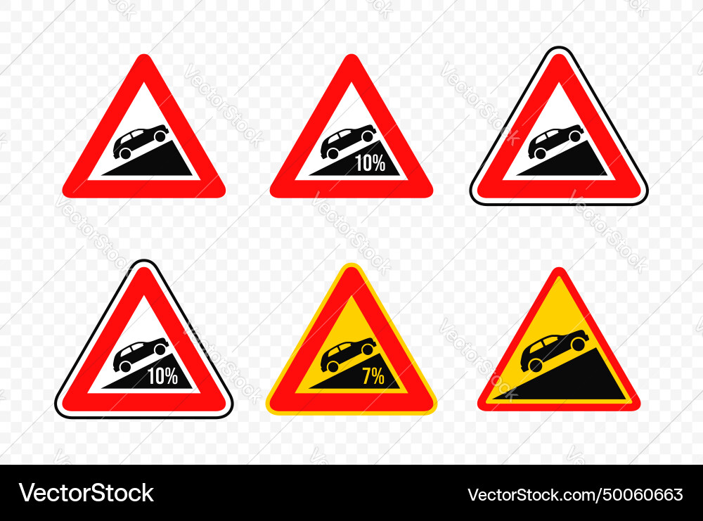 Steep ascent road sign design Steep ascent road sign design vector image