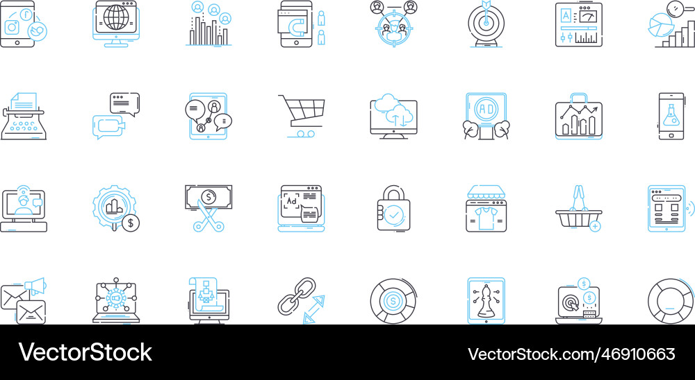 Virtual communication linear icons set Virtual communication linear icons set vector image