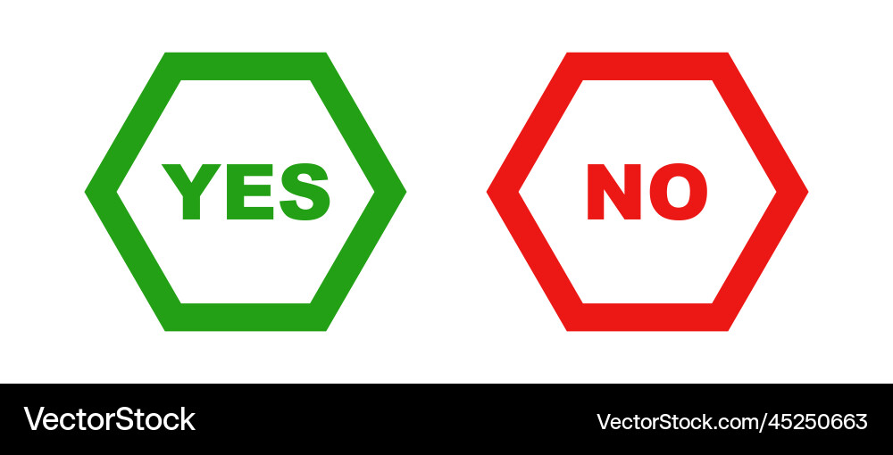 YES and NO Hexagonal Icons vector image