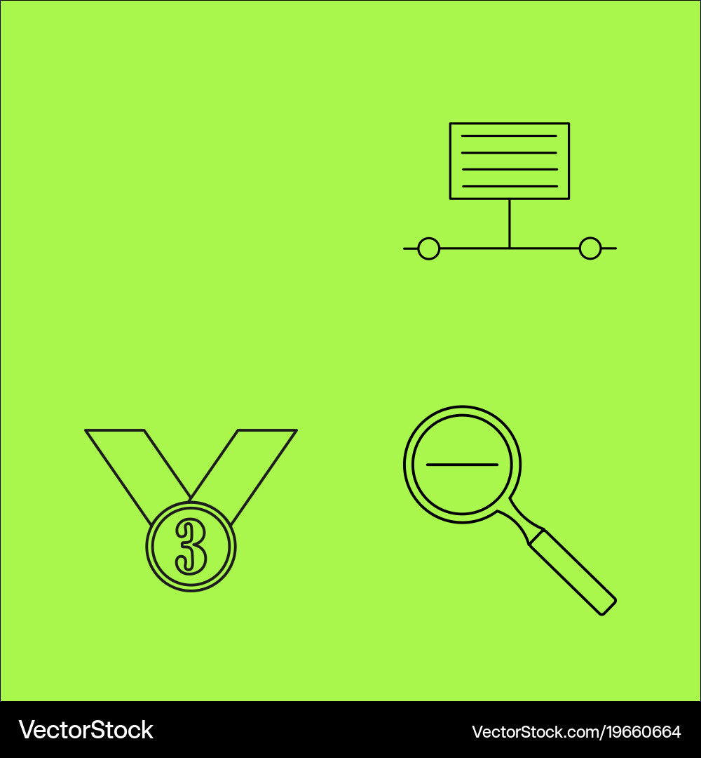 Basic content simple linear outline icon set vector image
