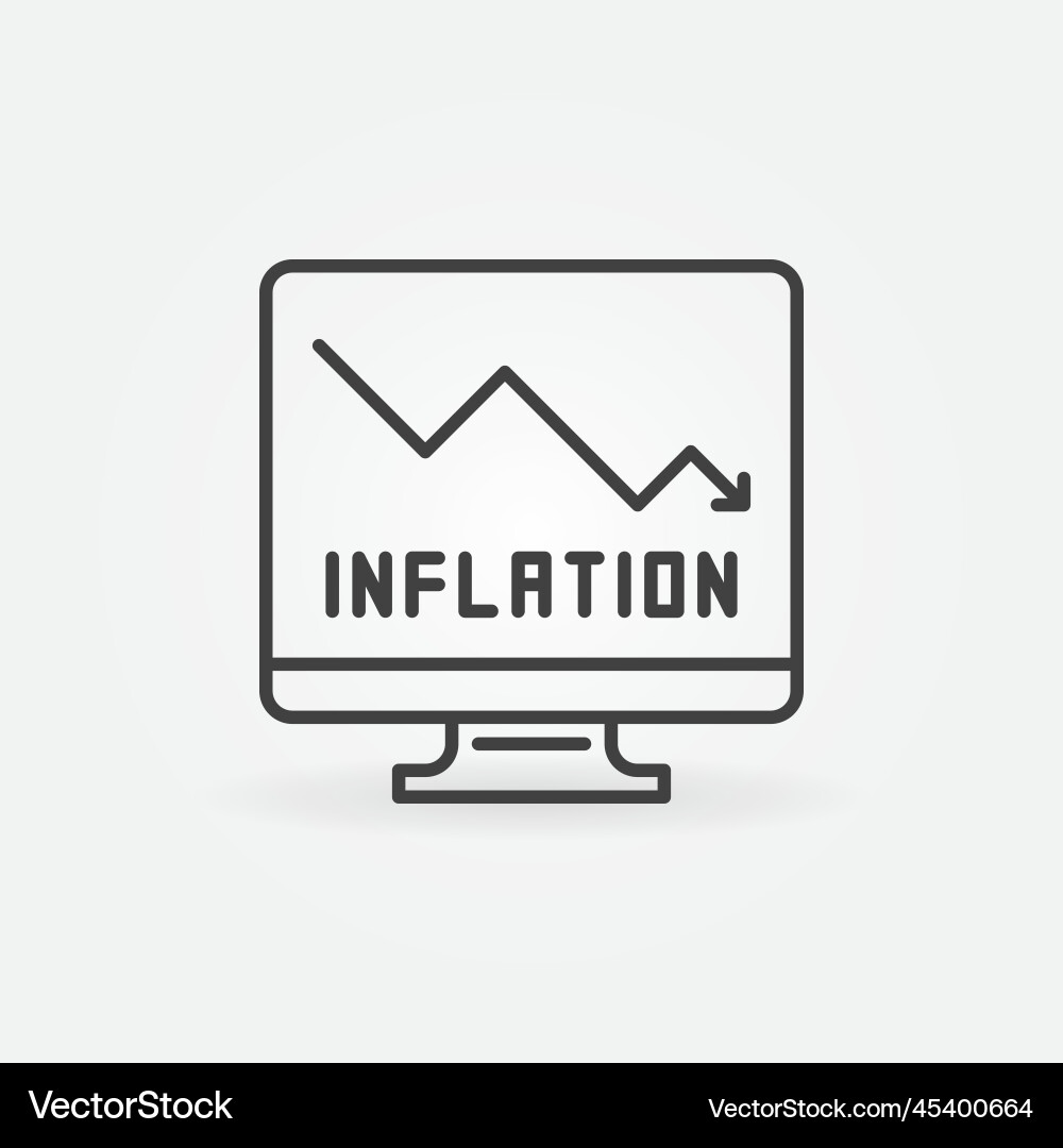 Computer with inflation falling graph concept Computer with inflation falling graph concept vector image