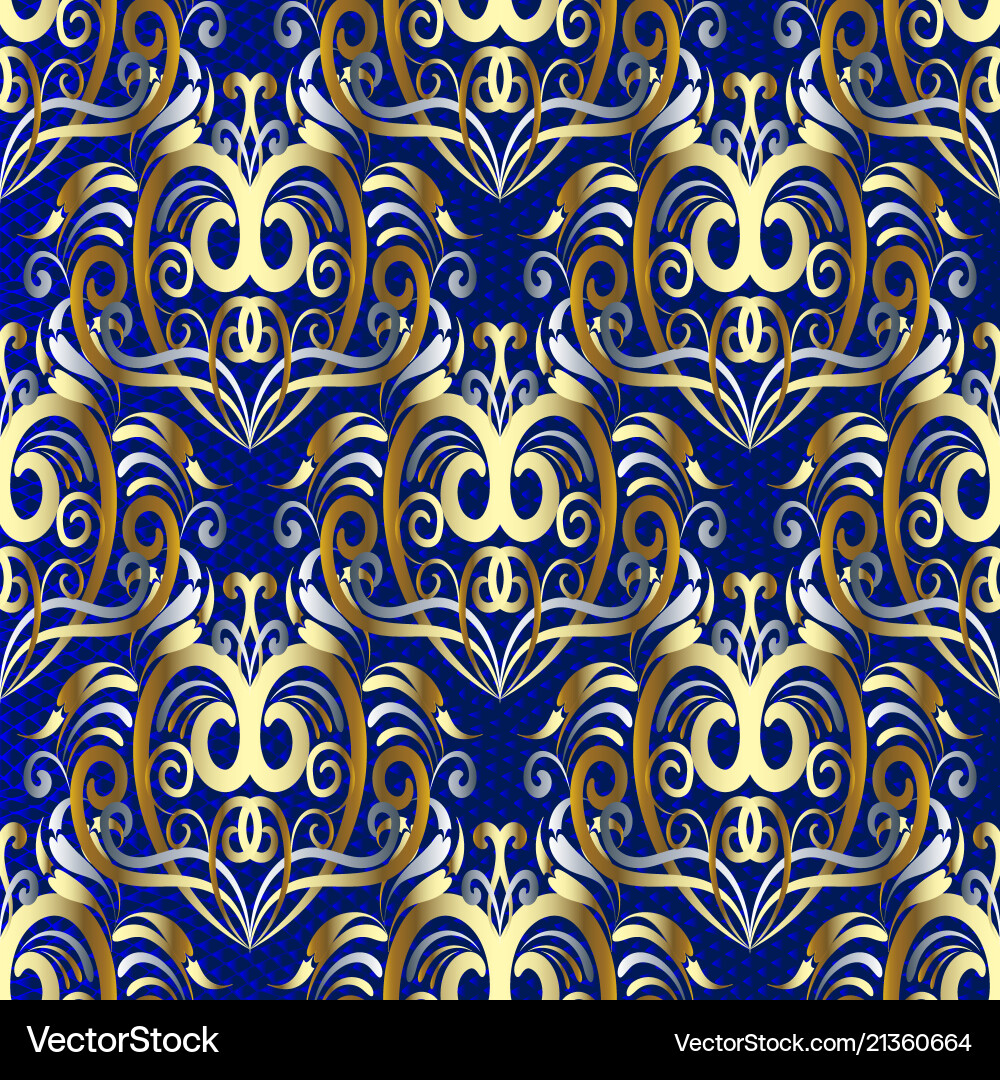 Damask gold 3d seamless pattern Damask gold 3d seamless pattern vector image