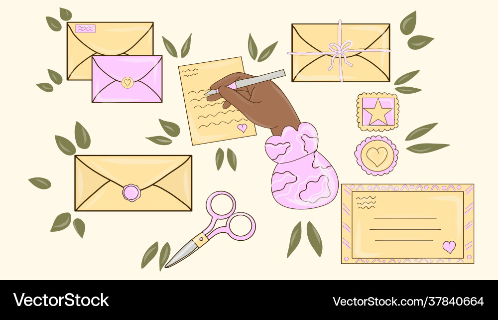 Different envelopes with mail Vector Image