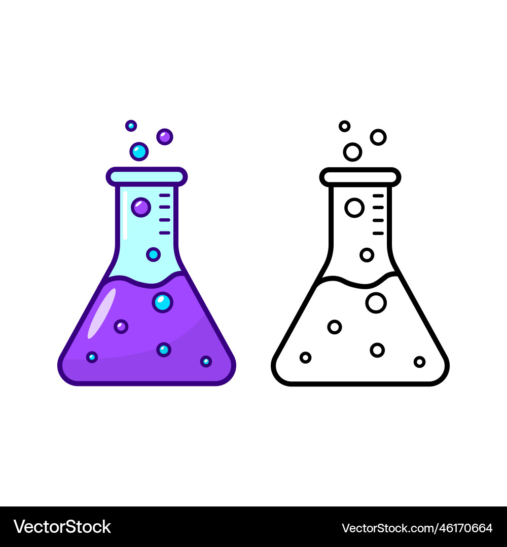 Erlenmeyer flask with colorful design Erlenmeyer flask with colorful design Vector Image