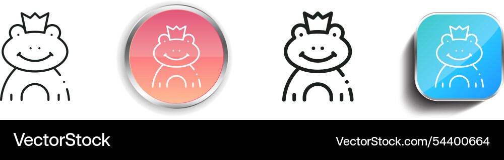Frog prince icon thin linear regular and button vector image