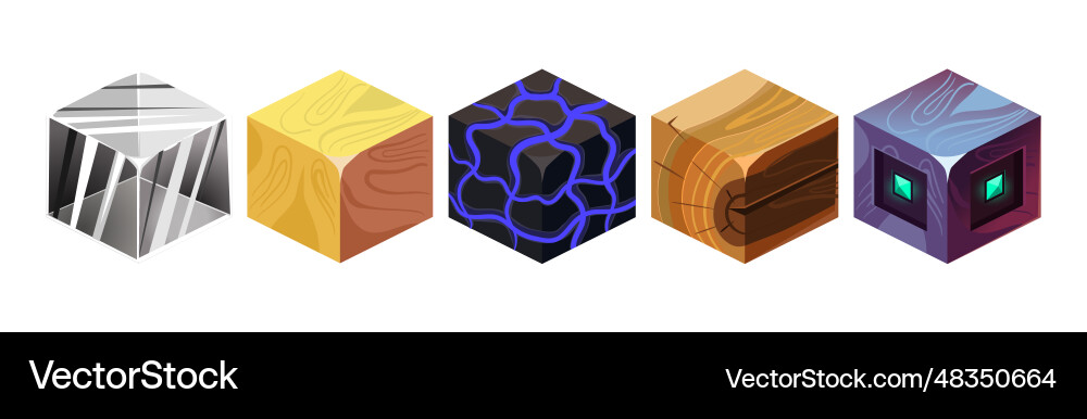 Game blocks and cubes of different material Game blocks and cubes of different material vector image