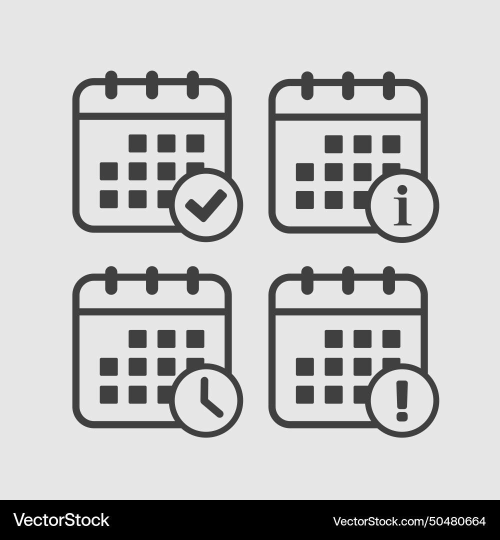 Icon calendar - message check info error clock Icon calendar - message check info error clock vector image